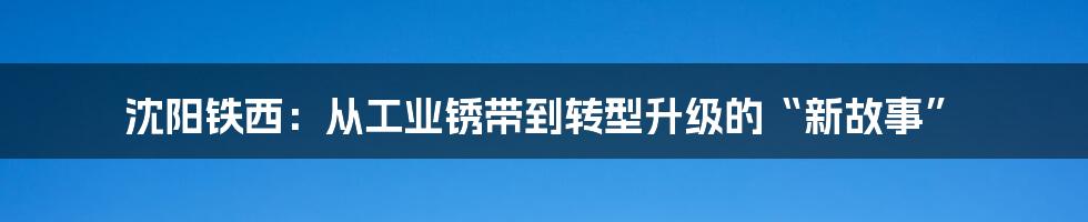 沈阳铁西：从工业锈带到转型升级的“新故事”