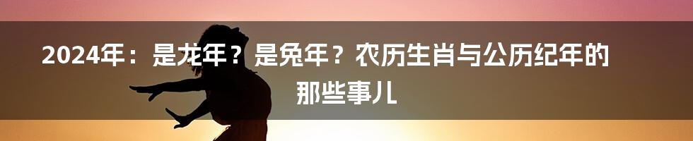 2024年：是龙年？是兔年？农历生肖与公历纪年的那些事儿