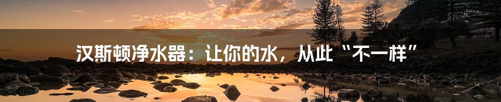 汉斯顿净水器：让你的水，从此“不一样”