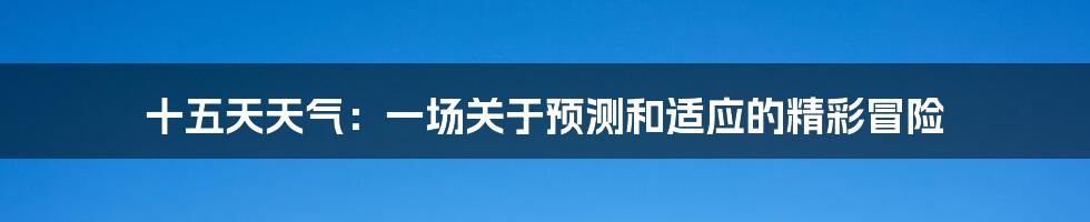 十五天天气：一场关于预测和适应的精彩冒险