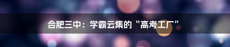 合肥三中:学霸云集的“高考工厂”