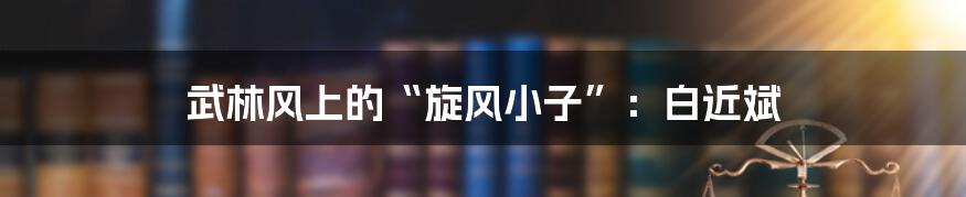武林风上的“旋风小子”：白近斌