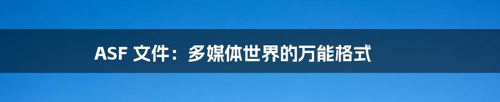 ASF 文件：多媒体世界的万能格式