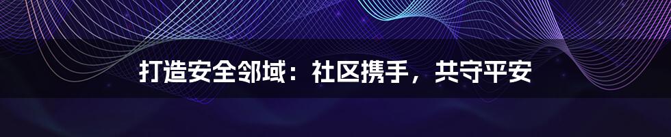 打造安全邻域:社区携手,共守平安