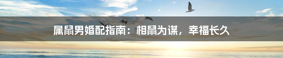 属鼠男婚配指南：相鼠为谋，幸福长久