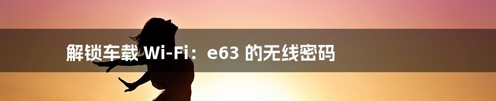 解锁车载 Wi-Fi:e63 的无线密码