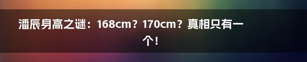 潘辰身高之谜:168cm?170cm?真相只有一个!