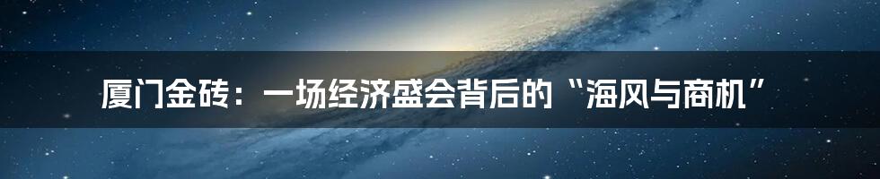 厦门金砖:一场经济盛会背后的“海风与商机”