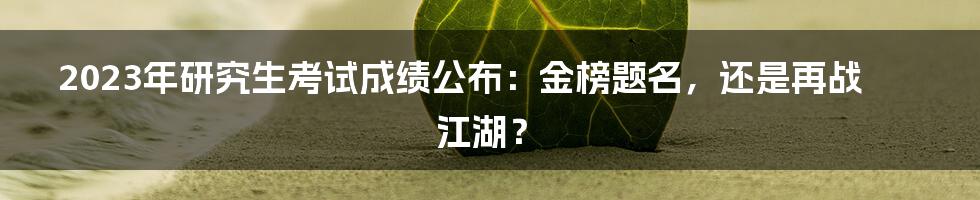 2023年研究生考试成绩公布:金榜题名,还是再战江湖?