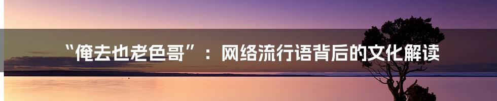 “俺去也老色哥”：网络流行语背后的文化解读
