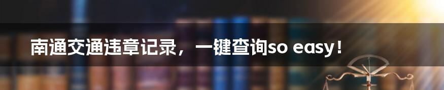 南通交通违章记录,一键查询so easy!