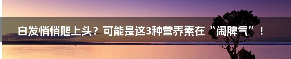 白发悄悄爬上头?可能是这3种营养素在“闹脾气”!