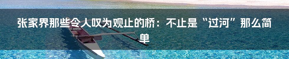 张家界那些令人叹为观止的桥：不止是“过河”那么简单