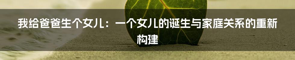 我给爸爸生个女儿:一个女儿的诞生与家庭关系的重新构建