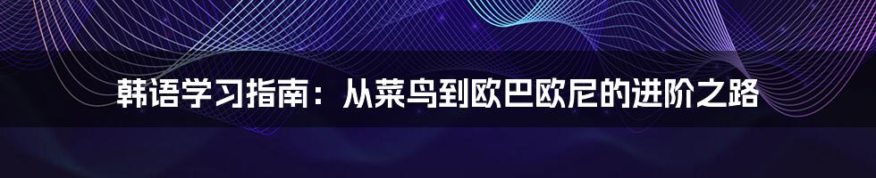 韩语学习指南：从菜鸟到欧巴欧尼的进阶之路
