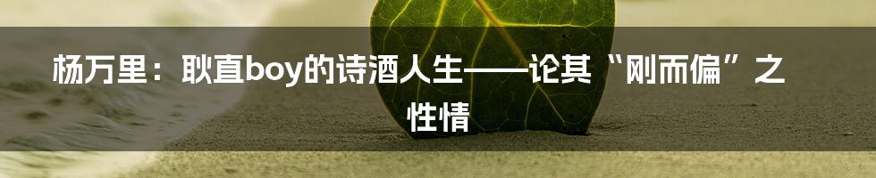 杨万里：耿直boy的诗酒人生——论其“刚而偏”之性情