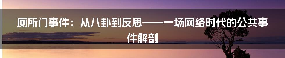 厕所门事件:从八卦到反思——一场网络时代的公共事件解剖