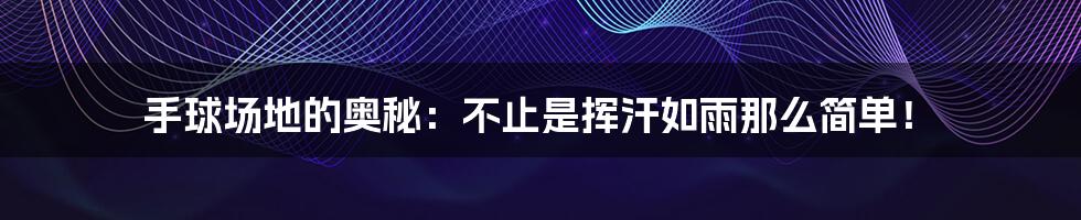 手球场地的奥秘:不止是挥汗如雨那么简单!