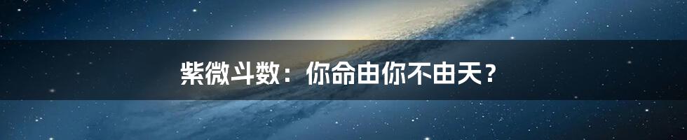 紫微斗数:你命由你不由天?