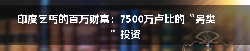 印度乞丐的百万财富：7500万卢比的“另类”投资