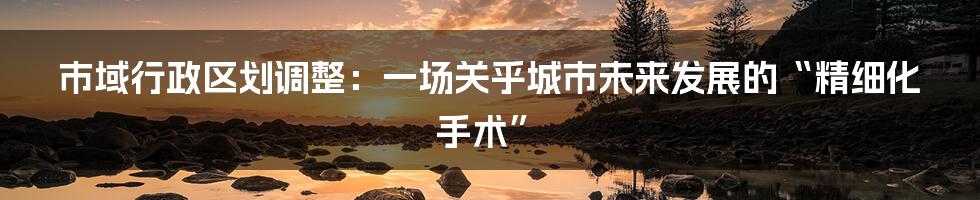 市域行政区划调整:一场关乎城市未来发展的“精细化手术”