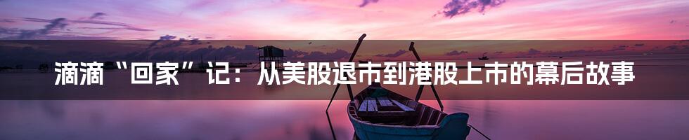 滴滴“回家”记：从美股退市到港股上市的幕后故事