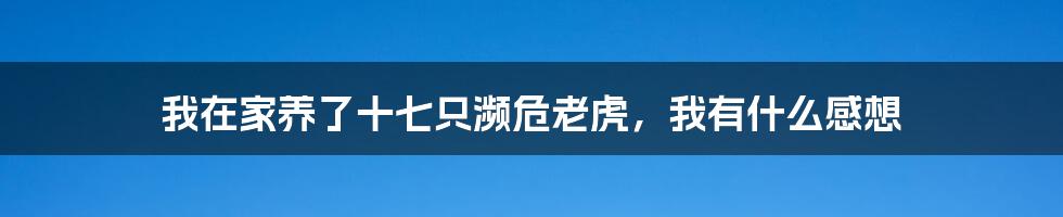我在家养了十七只濒危老虎，我有什么感想
