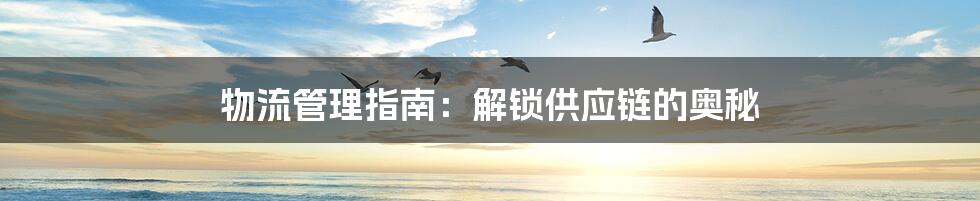 物流管理指南:解锁供应链的奥秘