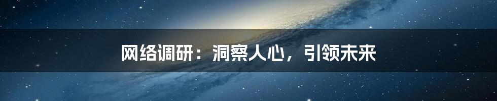 网络调研：洞察人心，引领未来