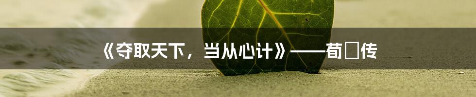 《夺取天下,当从心计》——荀彧传