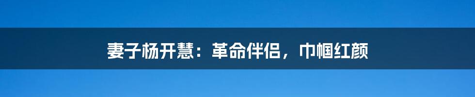 妻子杨开慧:革命伴侣,巾帼红颜
