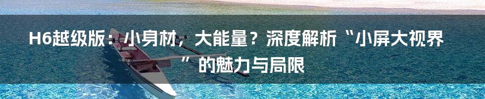 H6越级版：小身材，大能量？深度解析“小屏大视界”的魅力与局限