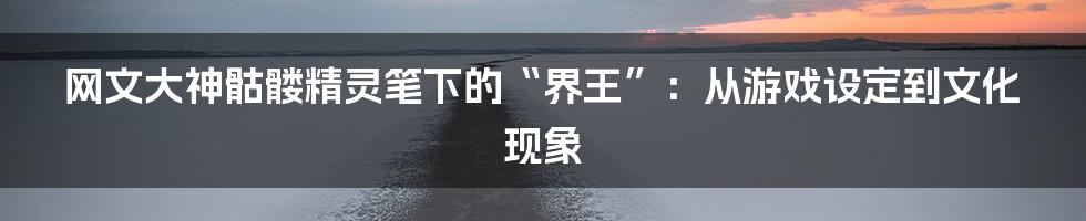 网文大神骷髅精灵笔下的“界王”:从游戏设定到文化现象
