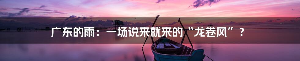广东的雨：一场说来就来的“龙卷风”？