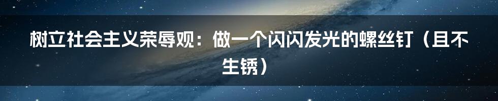 树立社会主义荣辱观：做一个闪闪发光的螺丝钉（且不生锈）