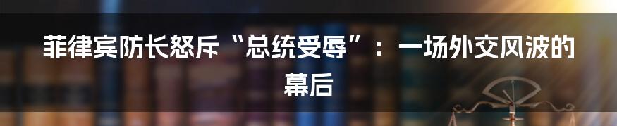 菲律宾防长怒斥“总统受辱”:一场外交风波的幕后