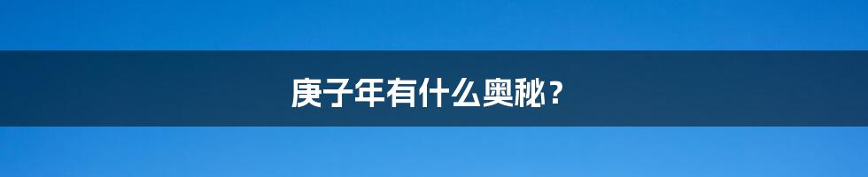 庚子年有什么奥秘？