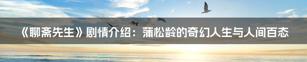《聊斋先生》剧情介绍:蒲松龄的奇幻人生与人间百态