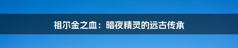 祖尔金之血:暗夜精灵的远古传承