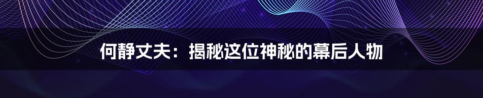 何静丈夫：揭秘这位神秘的幕后人物