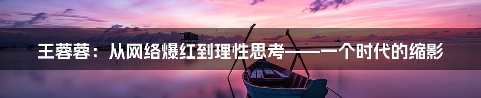 王蓉蓉:从网络爆红到理性思考——一个时代的缩影