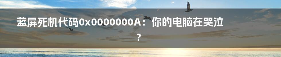 蓝屏死机代码0x0000000A:你的电脑在哭泣?