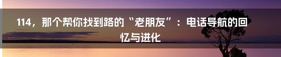 114，那个帮你找到路的“老朋友”：电话导航的回忆与进化