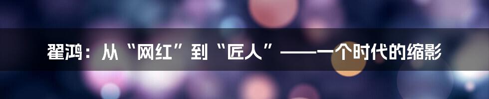 翟鸿：从“网红”到“匠人”——一个时代的缩影