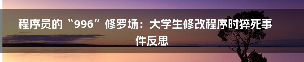 程序员的“996”修罗场：大学生修改程序时猝死事件反思