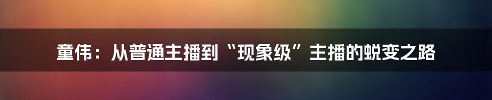 童伟:从普通主播到“现象级”主播的蜕变之路