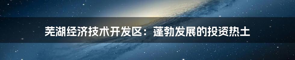 芜湖经济技术开发区:蓬勃发展的投资热土