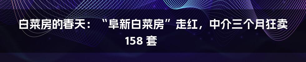 白菜房的春天：“阜新白菜房”走红，中介三个月狂卖 158 套
