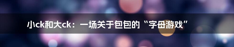 小ck和大ck:一场关于包包的“字母游戏”