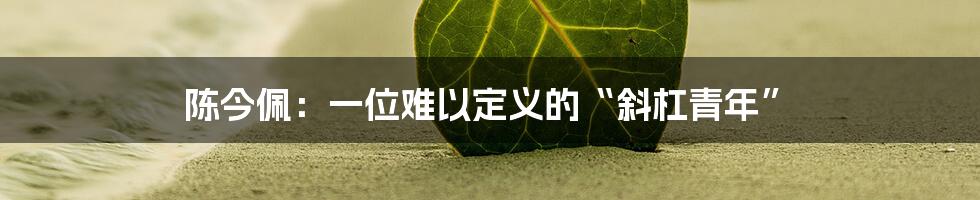 陈今佩：一位难以定义的“斜杠青年”
